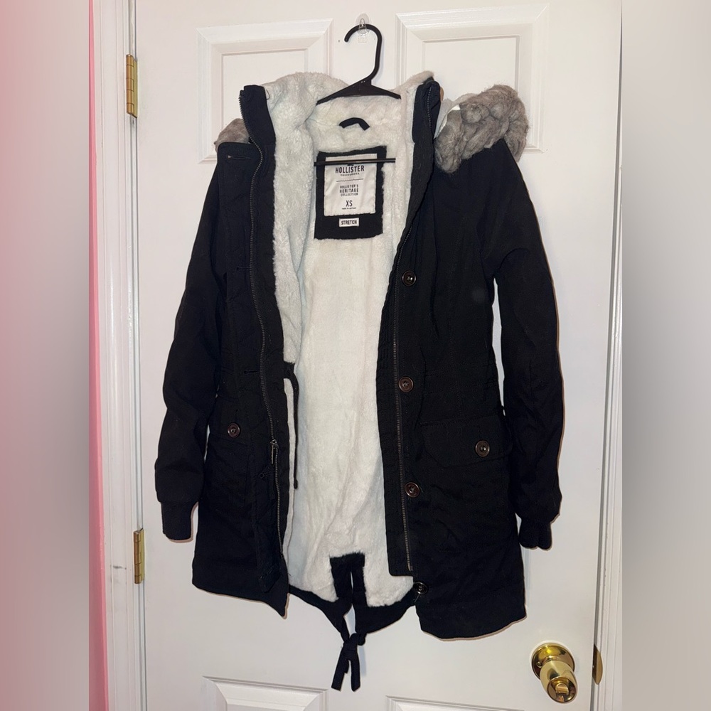 Hollister Women's Dark Utility Jacket with Faux Fur